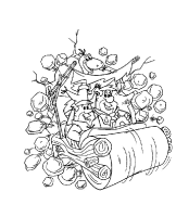A coloring page of the flintstones